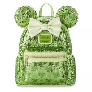 NWT Disney Loungefly Tinker Bell Green Sequins Mini Backpack
